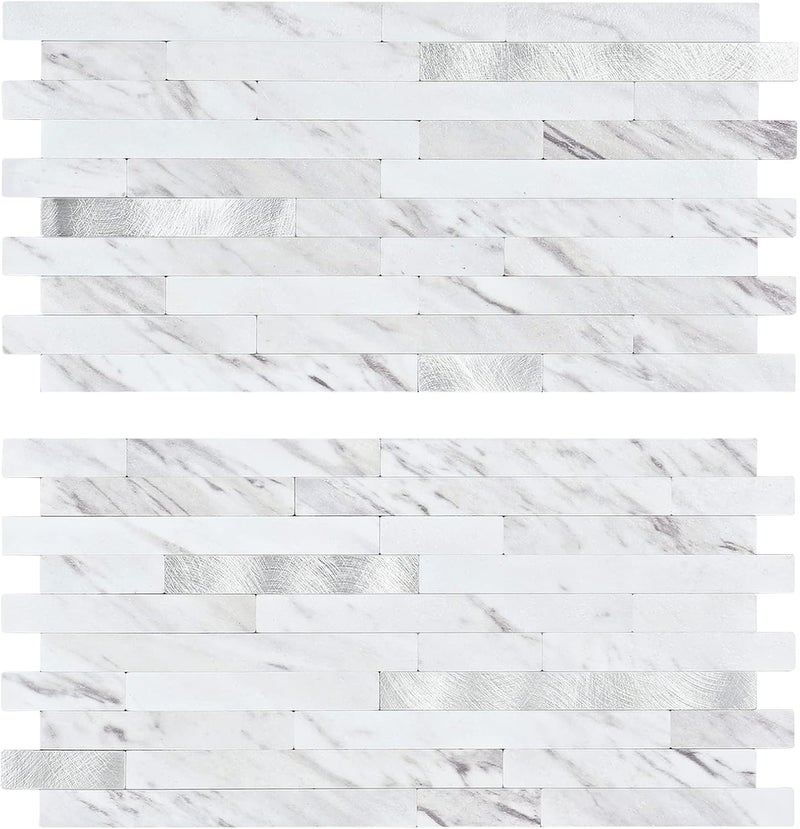 Midcard 20 Sheet Peel and Stick Backsplash, White Marble PVC Wall Tile for Kitchen Backsplash - Image 1